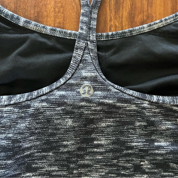 Lululemon Power Y Tank Luon Dramatic Static White Black size 12 - Picture 6 of 7